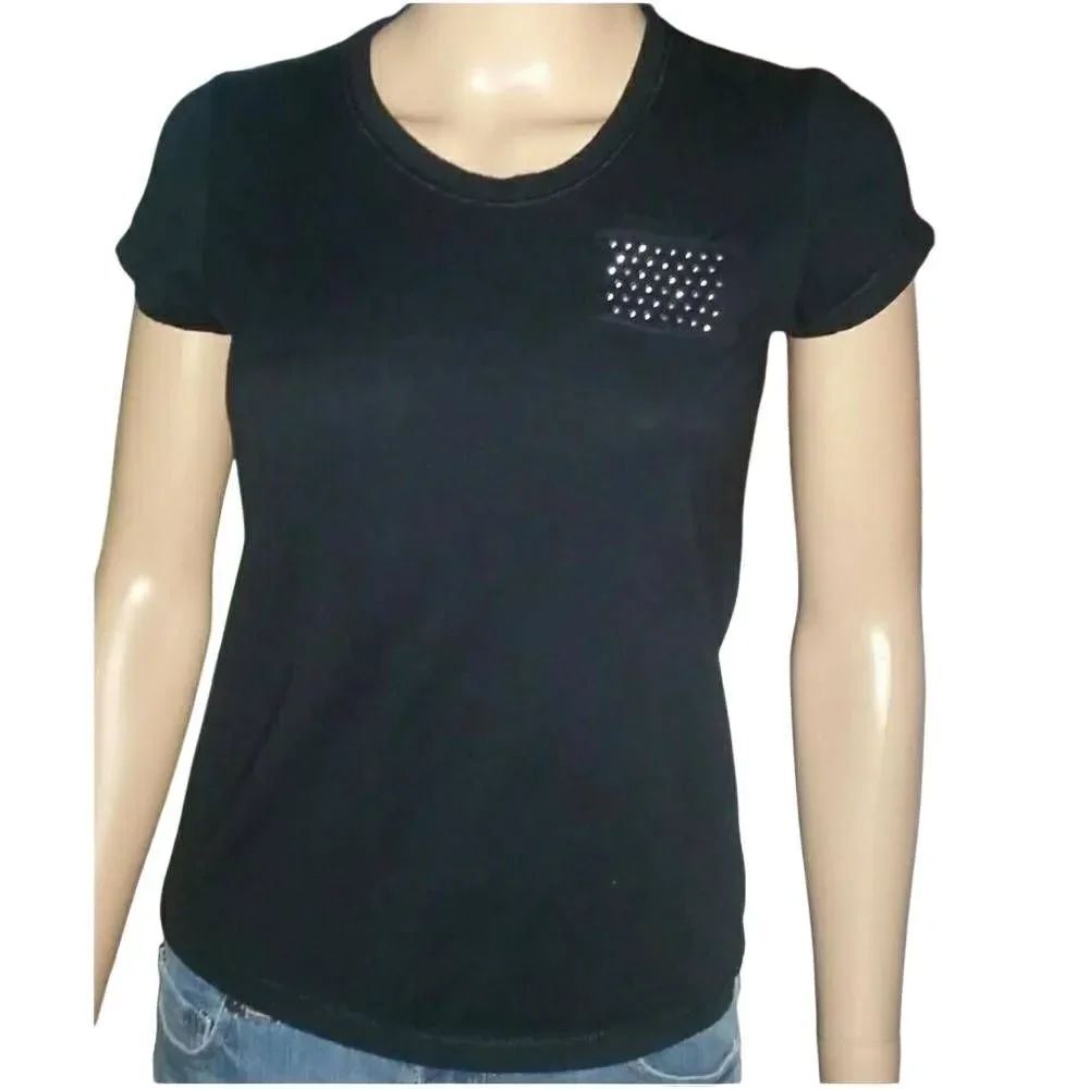 Hanes black tee with bling pocket